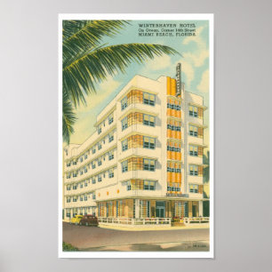 Vintage Miami Art Deco Travel Poster