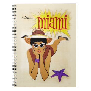 Vintage Miami Beach Anteckningsbok Med Spiral