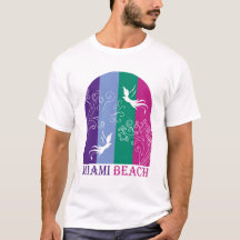 Vintage Miami Beach Färgglada Retro Tropiska Fågla