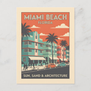 Vintage Miami Beach Florida Art Deco Resa Vykort