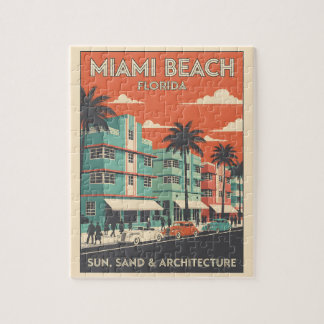 Vintage Miami Beach Florida Art Deco Travel Pussel