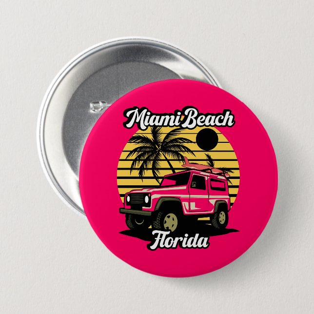 Vintage Miami Beach Florida Knapp (Framsida & baksida)