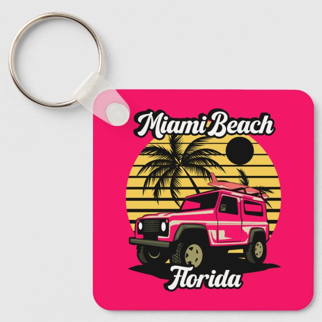 Vintage Miami Beach Florida Nyckelring (Framsida)