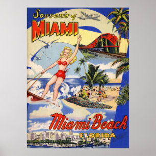 Vintage Miami Beach Florida Travel Poster