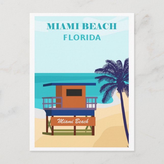 Vintage Miami Beach Florida Travel Vykort (Framsida)