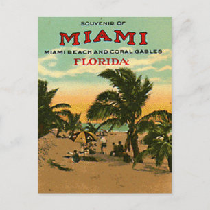 Vintage Miami Beach, Florida, USA - Vykort