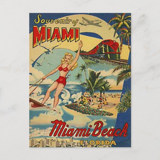 Vintage Miami Beach, Florida, USA - Vykort (Framsida)