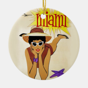 Vintage Miami Beach Julgransprydnad Keramik