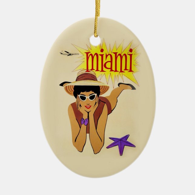 Vintage Miami Beach Julgransprydnad Keramik (Framsidan)