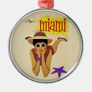 Vintage Miami Beach Julgransprydnad Metall