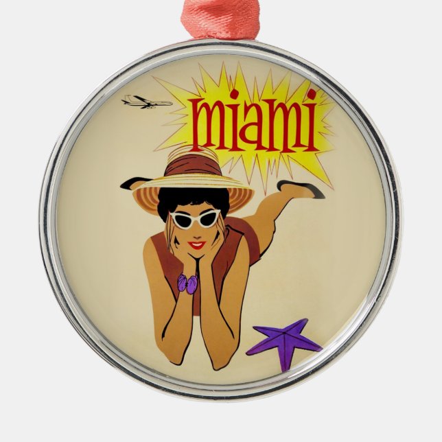 Vintage Miami Beach Julgransprydnad Metall (Framsidan)