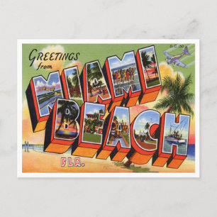 Vintage Miami Beach Meddelande Vykort