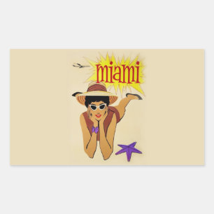 Vintage Miami Beach Rektangulärt Klistermärke