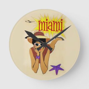 Vintage Miami Beach Rund Klocka