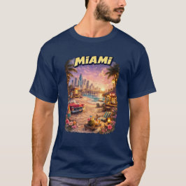 Vintage Miami Beach Solnedgång Retro Resa T-Shirt
