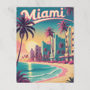 Vintage Miami Beach Sunset Vykort