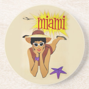 Vintage Miami Beach Underlägg Sandsten