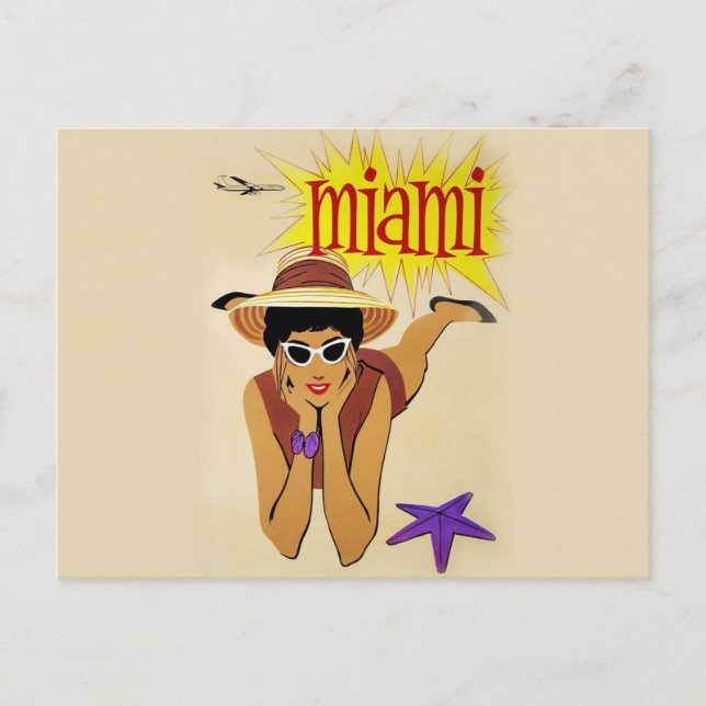Vintage Miami Beach Vykort (Framsida)
