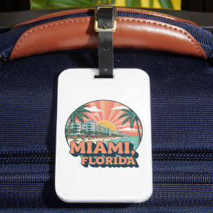 Vintage Miami Florida 80-tals konst reslogotyp Bagagebricka