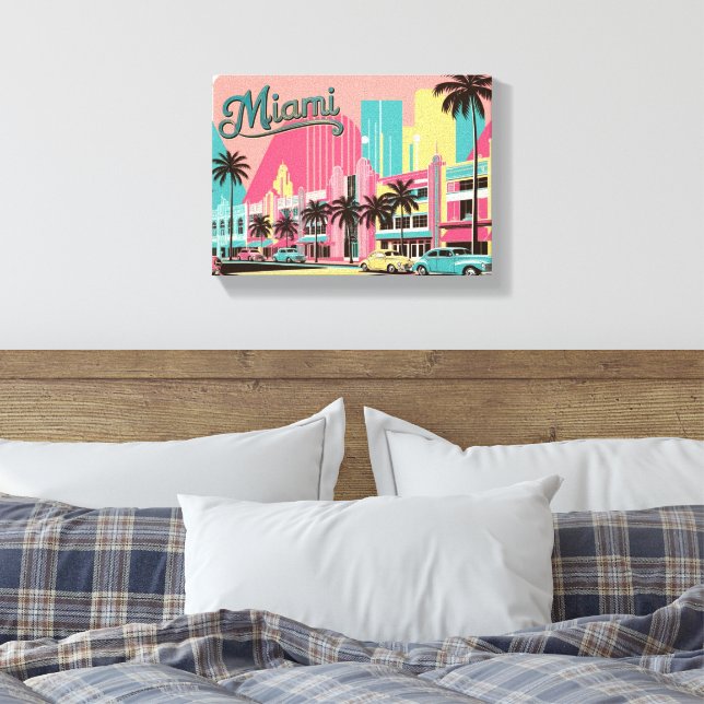 Vintage Miami, Florida Canvastryck (Insitu (sovrum))