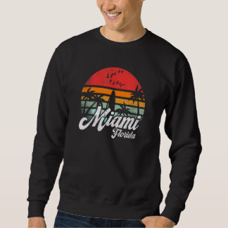 Vintage Miami Florida Funny Beach Sport Waves Surf Lång Ärmad Tröja