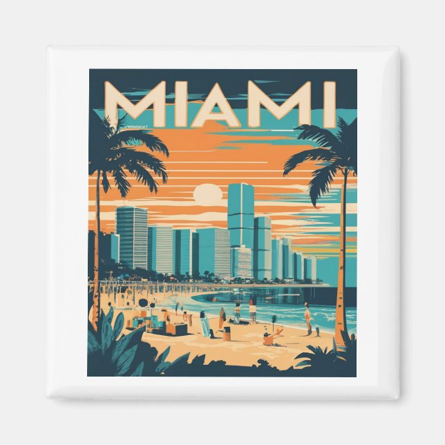 Vintage Miami Florida Magnet (Framsidan)