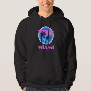 Vintage Miami Florida Palmträd Solnedgång Grafisk Hoodie