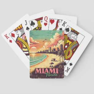 Vintage Miami Florida Reseskiss Illustration Casinokort