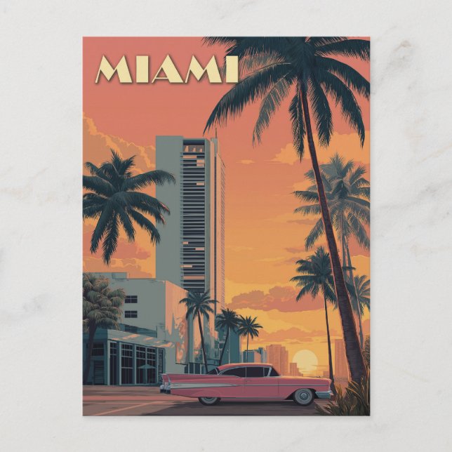 Vintage Miami Florida Travel Vykort (Framsida)