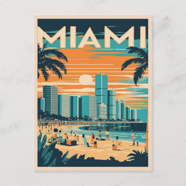 Vintage Miami Florida Vykort (Framsida)