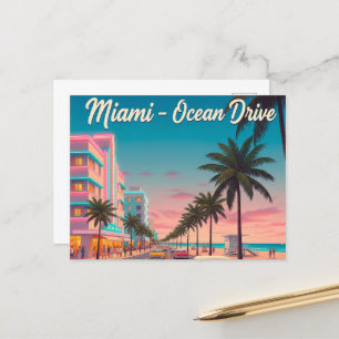 Vintage Miami, Ocean Drive Travel Vykort