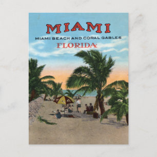 Vintage Miami och Coral Gables Florida Travel Post Vykort