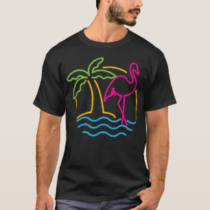 vintage Miami Retro Neon Rosa Flamingo T Shirt