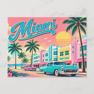 Vintage Miami Retro vykort | Vibe Florida Strand 