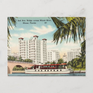 Vintage, Miami River Miami, Florida Vykort
