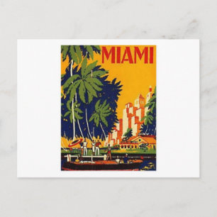 Vintage Miami Travel Poster-vykort Vykort