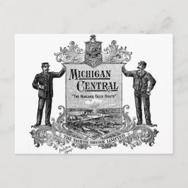 VINTAGE MICHIGAN CENTRAL RAILROAD LOGOTYP VYKORT
