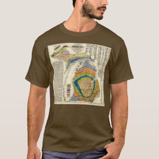 Vintage Michigan Geological Karta 1865 T Shirt