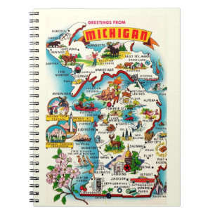 Vintage Michigan Karta Anteckningsbok