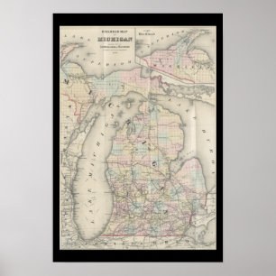 Vintage Michigan Karta Poster