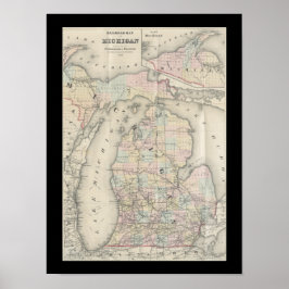 Vintage Michigan Karta Poster