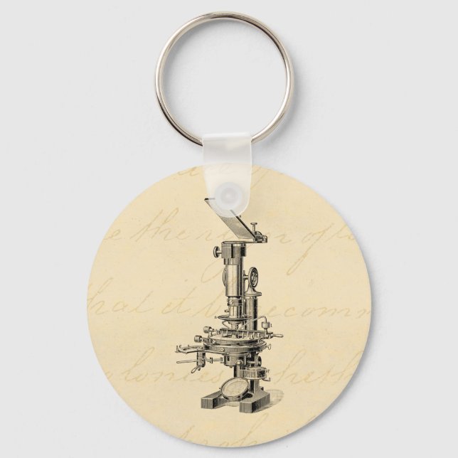 Vintage Microscope Illustration Retro Microscopes Nyckelring (Framsida)
