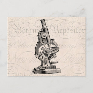 Vintage Microscope Illustration Retro Steampunk Vykort