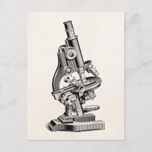 Vintage Microscope Illustration Retro Steampunk Vykort