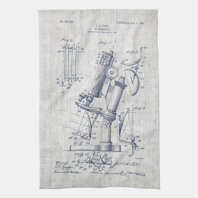 Vintage Microscope-patent Kökshandduk (Vertikal)