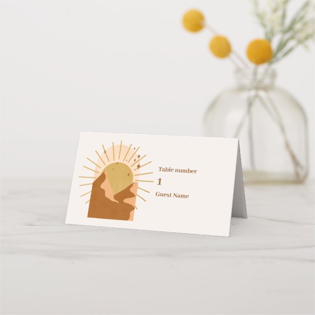 Vintage Mid Century Desert Bröllop Placeringskort (Framsida)