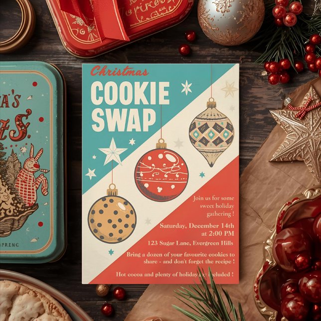Vintage Mid-Century Julbakswap  Inbjudningar (Skapare uppladdad)
