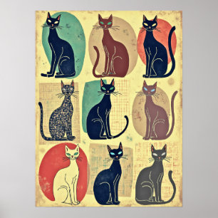 Vintage Mid-Century Modern Katter Poster