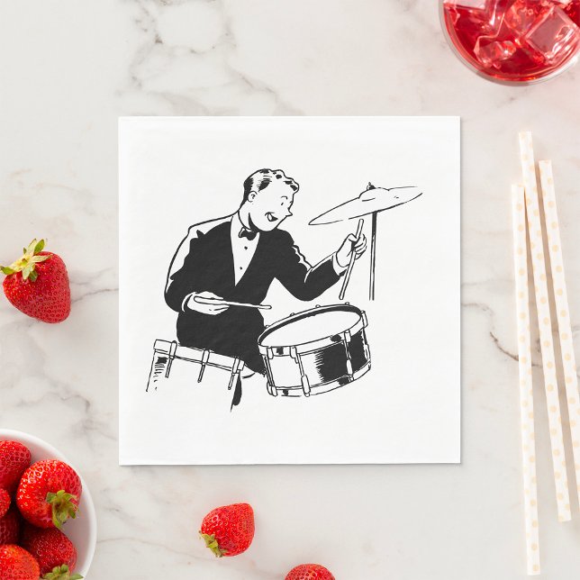 Vintage Mid-Century Trummis Jazz Slagverk Pappersservett (Skapare uppladdad)