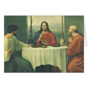 Vintage Middag Hos Emmaus med Jesus Kristus Hälsningskort